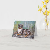 Red Merle Aussie - Beautiful Flower Karte (Gelbe Blume)