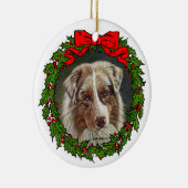Red Merle Aussie Dog Art von Glenda S. Harlan Keramik Ornament (Rechts)