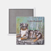 Red Merle Aussie - Schöne Blume Magnet (Vorderseite/Rückseite)