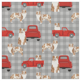 Red Merle Aussie und Red LKW kariert Stoff