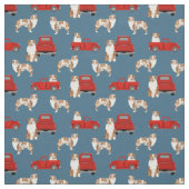 Red Merle Aussie und roter LKW blau Stoff (Muster)