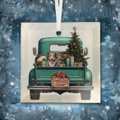 Red Merle Australian Shepherd Farm Truck Weihnacht Ornament Aus Glas