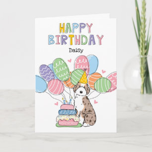 Red Merle Tan Aussiedoodle Dog Happy Birthday Karte