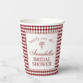Red Merlot Harlequin Checkered Bridal Shower Pappbecher (Rückseite)