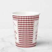 Red Merlot Harlequin Checkered Bridal Shower Pappbecher (Links)