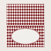 Red Merlot Harlequin Checkered Folded Place Cards (Außenseite Aufgefaltet)