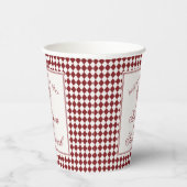 Red Merlot Harlequin Checkered Wedding Pappbecher (Rechts)