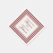 Red Merlot Harlequin Checkered Wedding Serviette (Ecke)