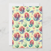 Red Mermaid Birthday Invitation in Yellow Einladung (Rückseite)