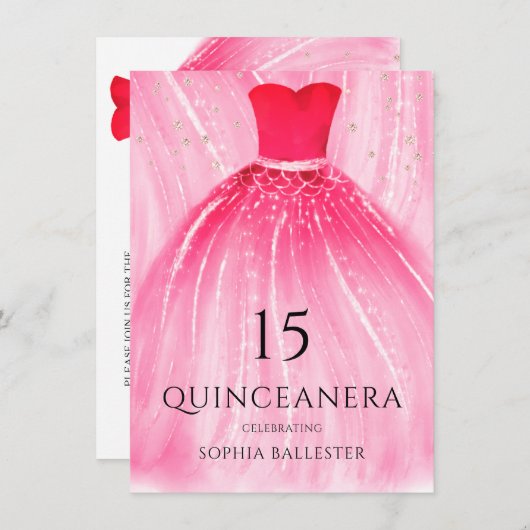 Red Mermaid Dress 15. Quinceanera Party Einladung (Vorne/Hinten)