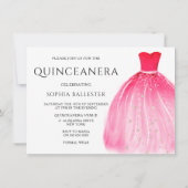 Red Mermaid Dress 15. Quinceanera Party Einladung (Rückseite)