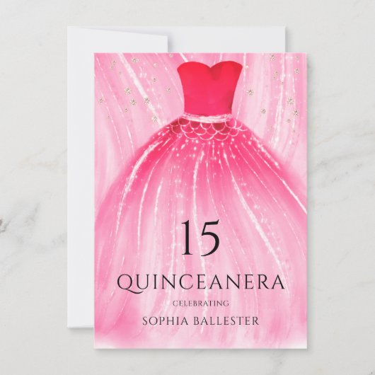 Red Mermaid Dress 15. Quinceanera Party Einladung (Vorderseite)