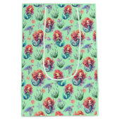 Red Mermaid Gift Bag in Green Mittlere Geschenktüte (Rückseite)