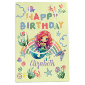 Red Mermaid Gift Bag in Yellow Mittlere Geschenktüte (Vorderseite)