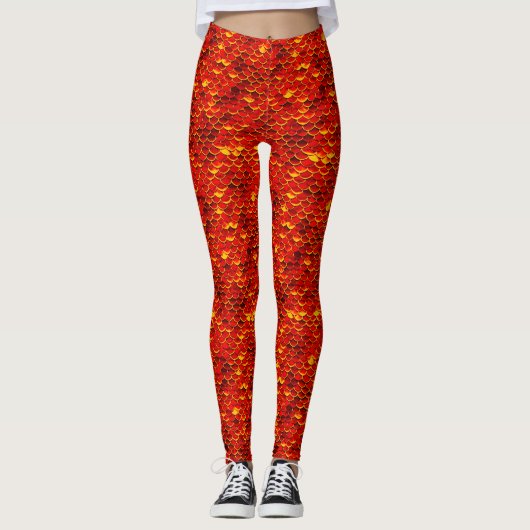 Red Mermaid Scale Leggings Ariel Inspiriert (Vorderseite)