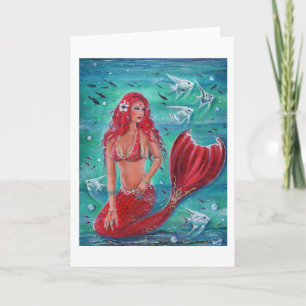 Red mermaid "Vivian" underwater tropical fish Karte