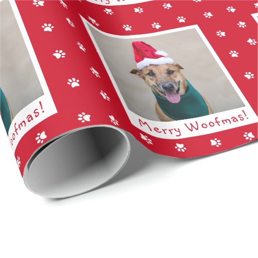 Red Meroofmas Personalisiert Pet Hund Foto Geschenkpapier (Rolleneckpunkt)