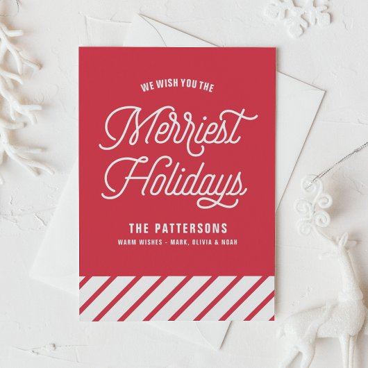 Red Merriest Holidays Retro Typografie Weihnachten