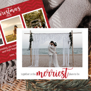 Red Merriest Place to Be Christmas Foto Card Feiertagskarte