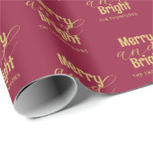 Red Merry and Bright Christmas Geschenkpapier (Rolleneckpunkt)
