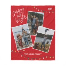 Red Merry and Bright Christmas Lights Family Foto