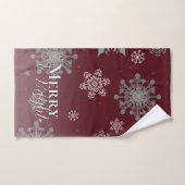 Red Merry and Bright Snowflakes Weihnachten Badhandtuch Set (Handtuch)