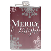 Red Merry and Bright Snowflakes Weihnachten Flachmann (Vorderseite)