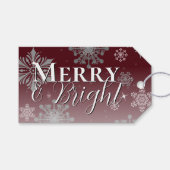 Red Merry and Bright Snowflakes Weihnachten Geschenkanhänger (Vorderseite (Horizontal))