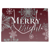 Red Merry and Bright Snowflakes Weihnachten Große Geschenktüte (Vorderseite)