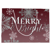 Red Merry and Bright Snowflakes Weihnachten Große Geschenktüte (Rückseite)