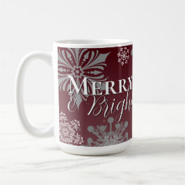 Red Merry and Bright Snowflakes Weihnachten Kaffeetasse