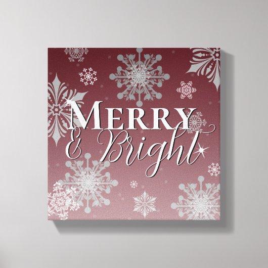 Red Merry and Bright Snowflakes Weihnachten Leinwanddruck (Vorderseite)