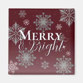 Red Merry and Bright Snowflakes Weihnachten Magnet