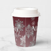 Red Merry and Bright Snowflakes Weihnachten Pappbecher (Rechts)