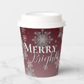 Red Merry and Bright Snowflakes Weihnachten Pappbecher (Vorderseite)