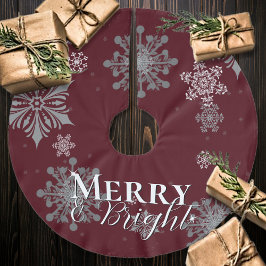 Red Merry and Bright Snowflakes Weihnachten Polyester Weihnachtsbaumdecke