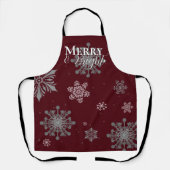 Red Merry and Bright Snowflakes Weihnachten Schürze (Vorderseite)