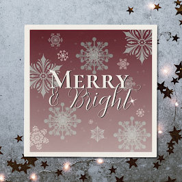 Red Merry and Bright Snowflakes Weihnachten Serviette