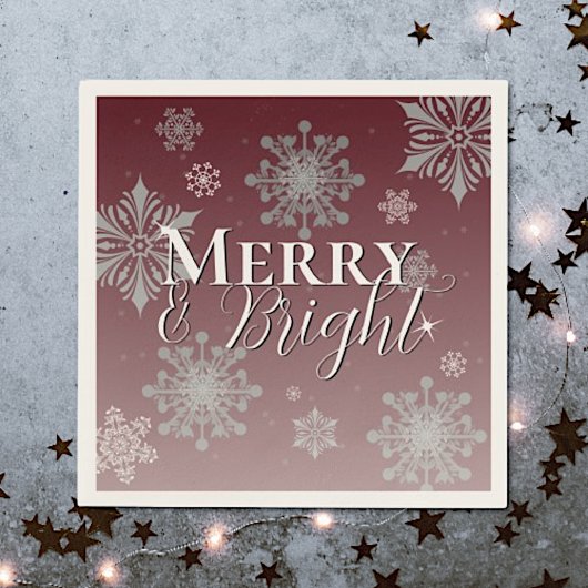 Red Merry and Bright Snowflakes Weihnachten Serviette