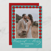 Red Merry and Married Wedding Christmas Dankeskarte (Vorne/Hinten)