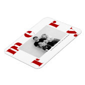 Red MERRY Bold Typografy Modern Foto Christmas Magnet (Linke Seite)