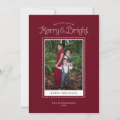 Red Merry Bright Elegantes Foto Feiertagskarte (Vorderseite)