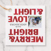 Red Merry Bright Liebe und Light Christmas Holiday Geschenkanhänger (Vorderseite)