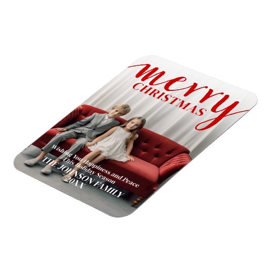 Red Merry Calligraphy - Foto-Typ Magnet (Linke Seite)