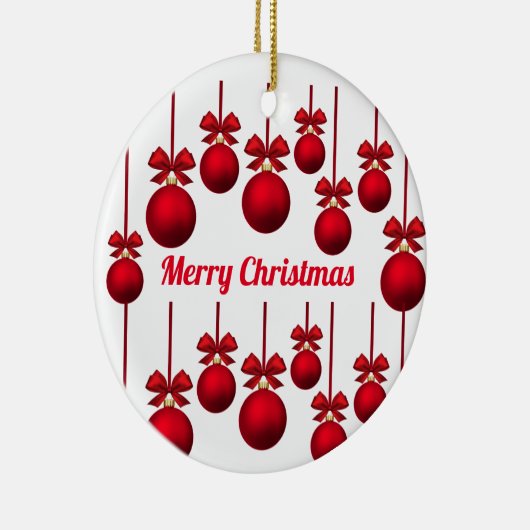 Red Merry Christmas Baubles Circle Ornament (Rechts)