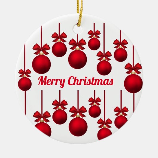 Red Merry Christmas Baubles Circle Ornament (Vorne)