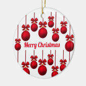 Red Merry Christmas Baubles Circle Ornament (Links)