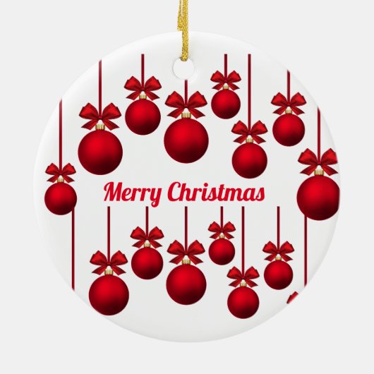 Red Merry Christmas Baubles Circle Ornament (Hinten)