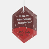 Red Merry Christmas Business Logo einfache Dekorat Ornament Aus Glas (Vorderseite Links)