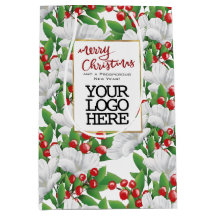 Red Merry Christmas Business Logo Winter Floral